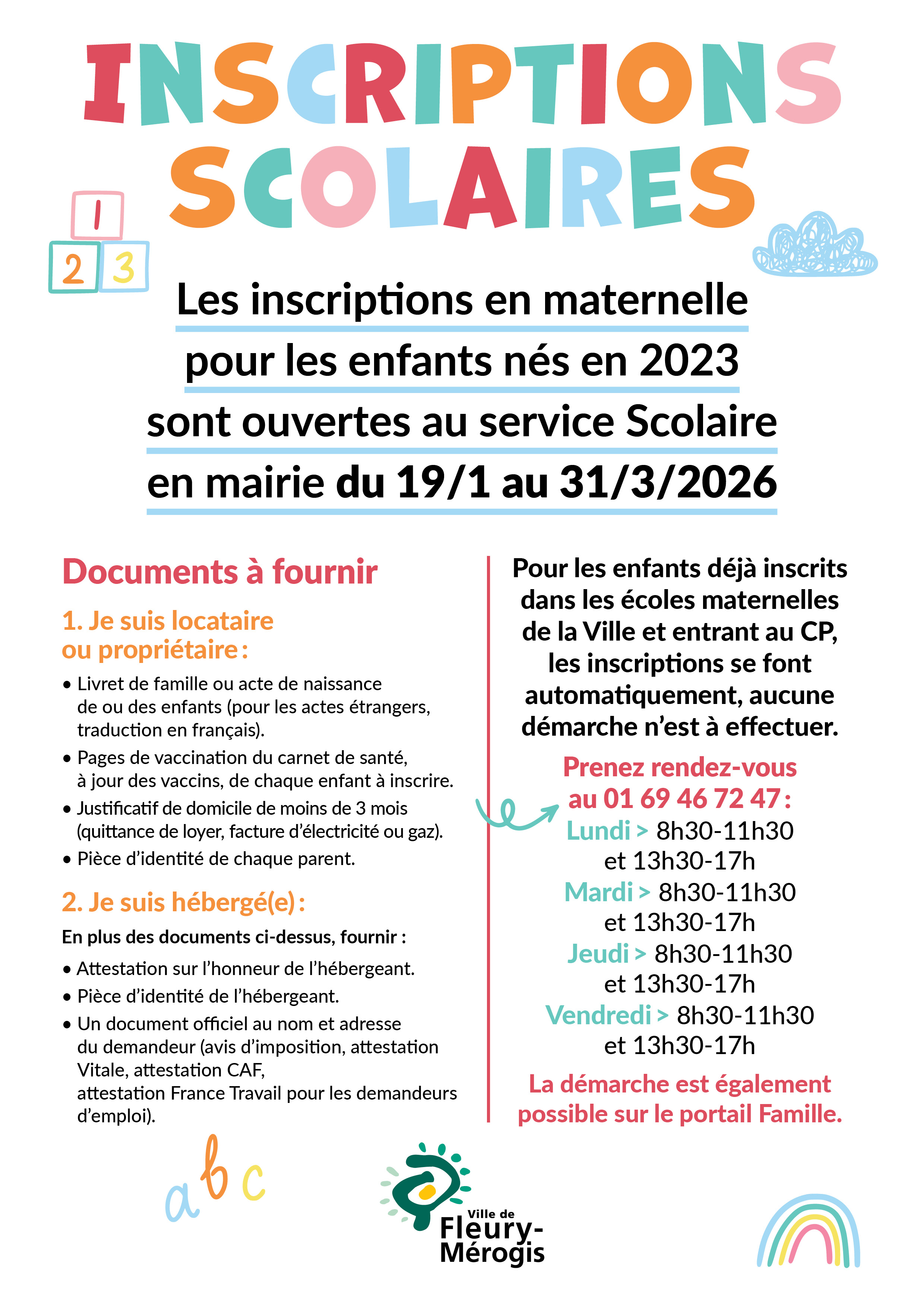 2026 inscriptions scolaires